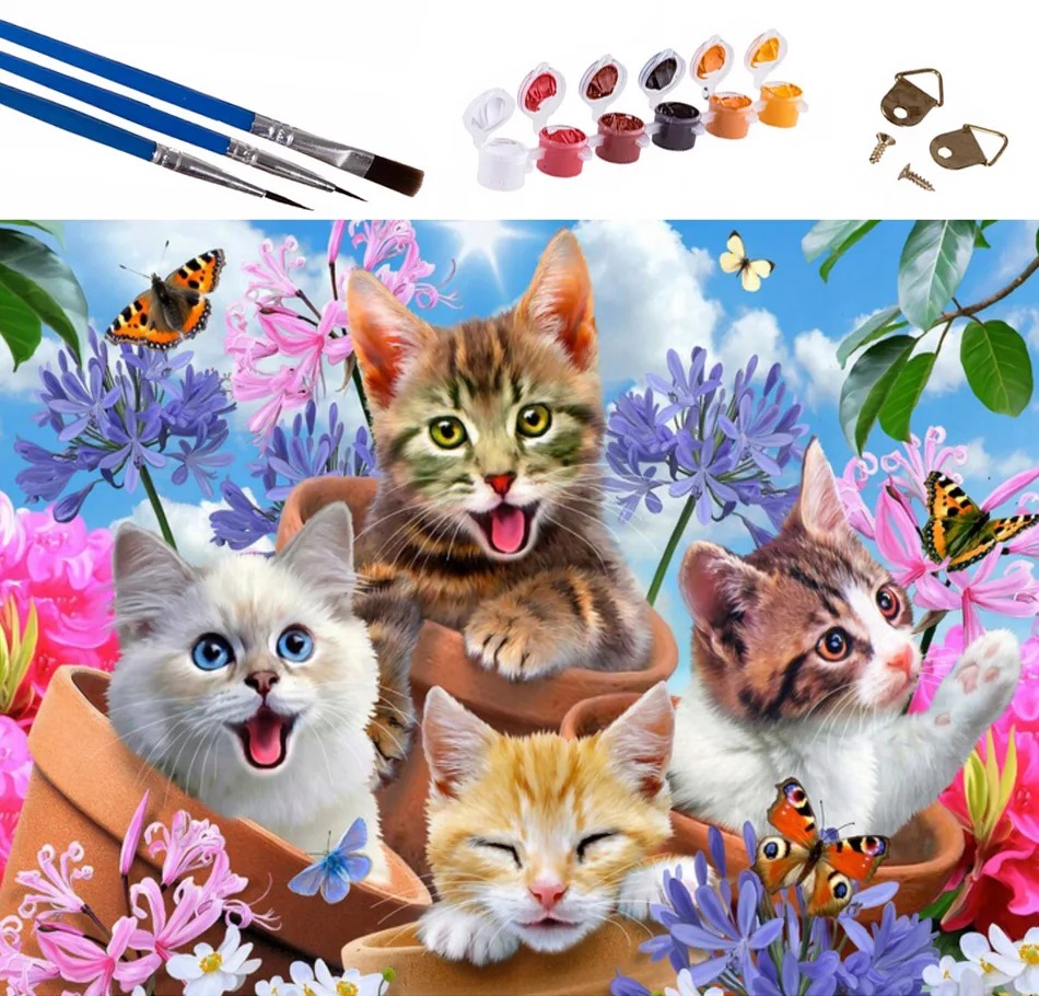 Očarujúce maľovanie podľa čísel - mačky